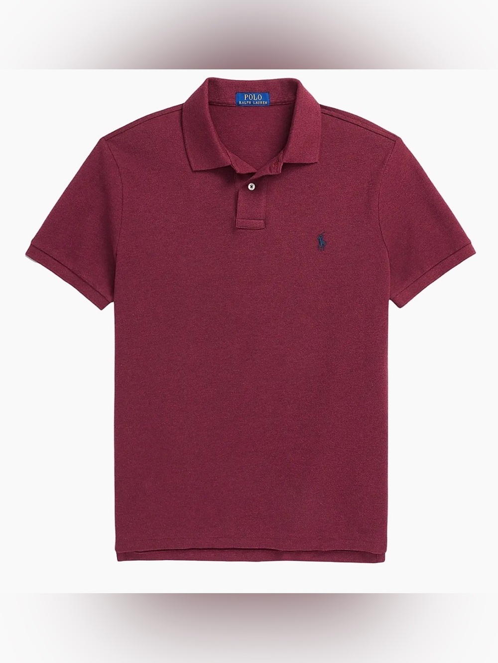 Men’s Ralph Lauren Polo Shirt Burgundy Logo Cotton Size L Short Sleeve Slim Fit